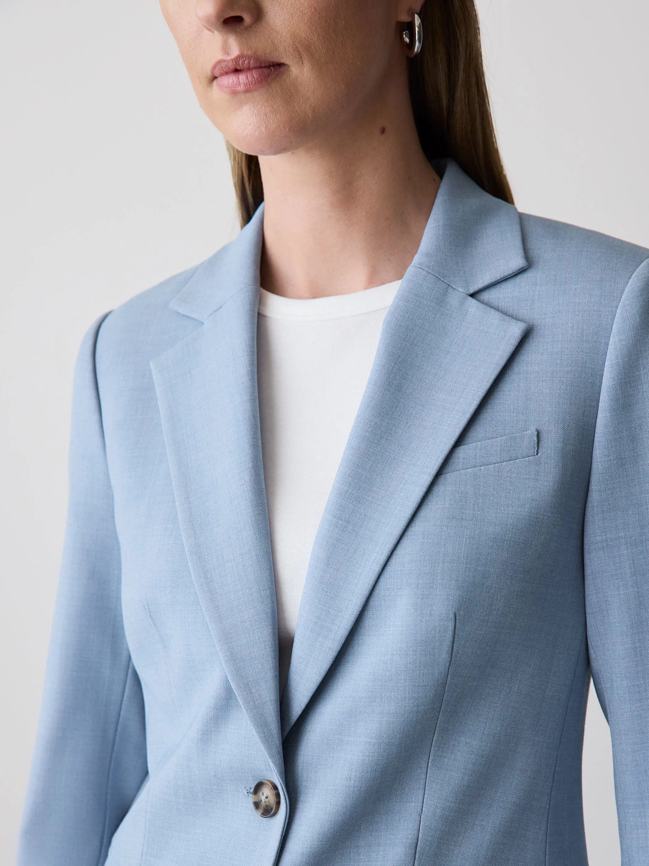 Light Blue Two-Button Fitted Blazer sold by RW&CO. product image thumbnail 4