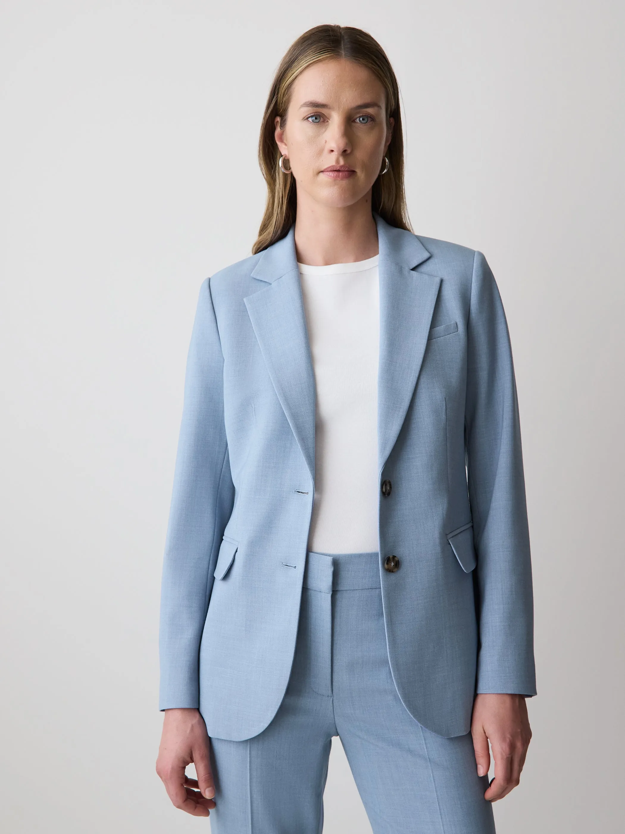 Light Blue Two-Button Fitted Blazer sold by RW&CO. product image thumbnail 2