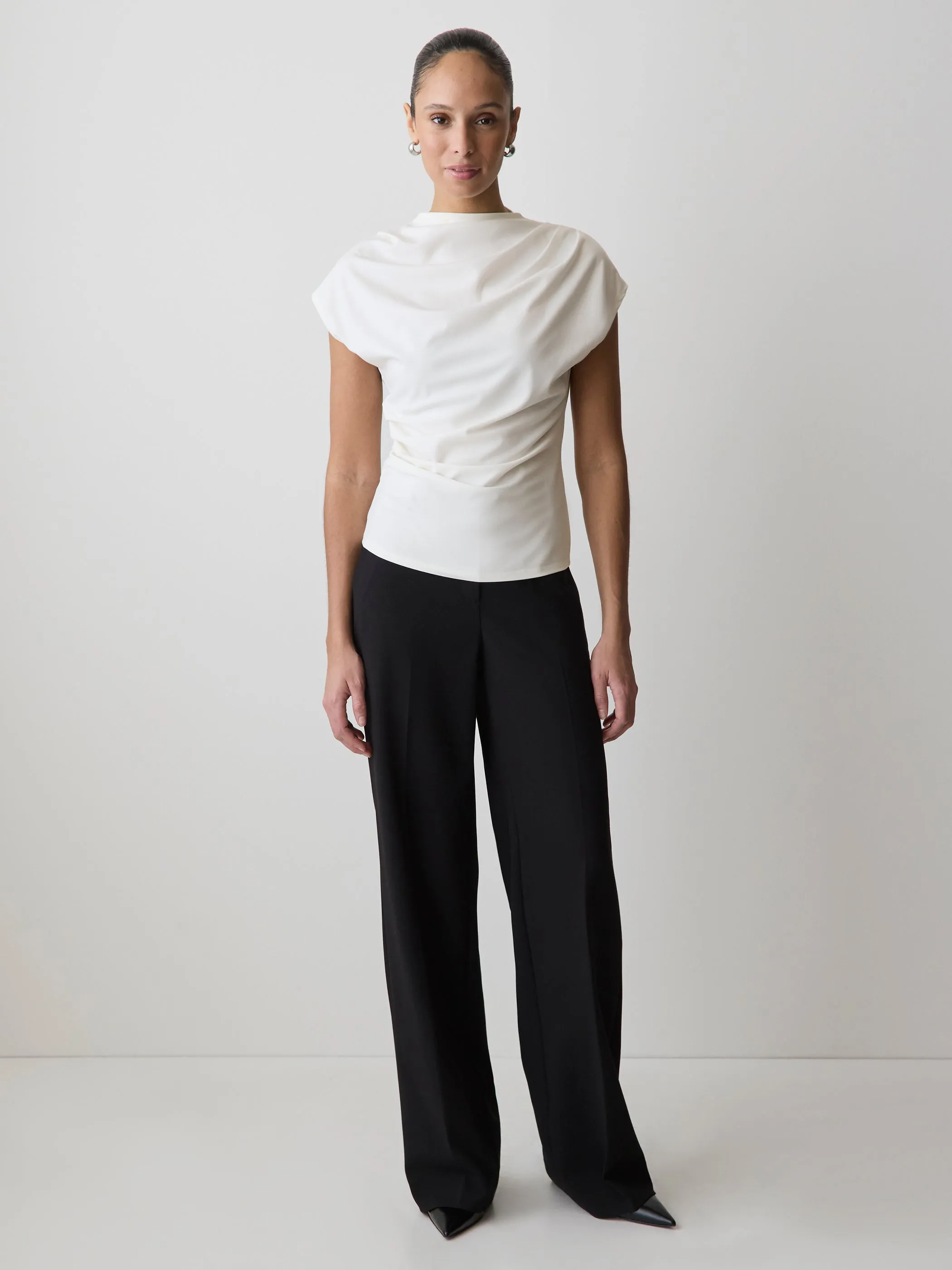 Extended-Sleeve Crew-Neck Draped Top sold by RW&CO. product image thumbnail 2