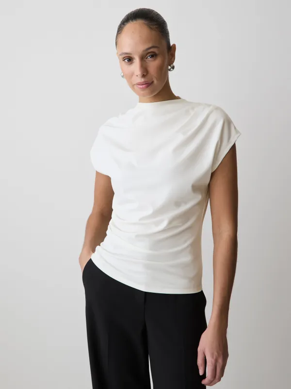 Extended-Sleeve Crew-Neck Draped Top sold by RW&CO.