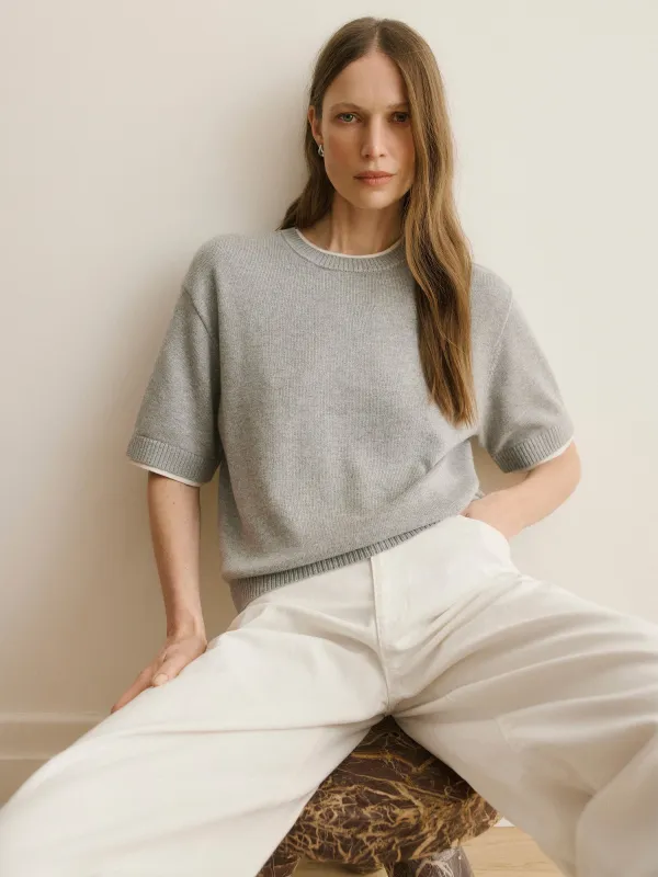 Wool-Blend Short-Sleeve Crew-Neck Sweater sold by RW&CO.