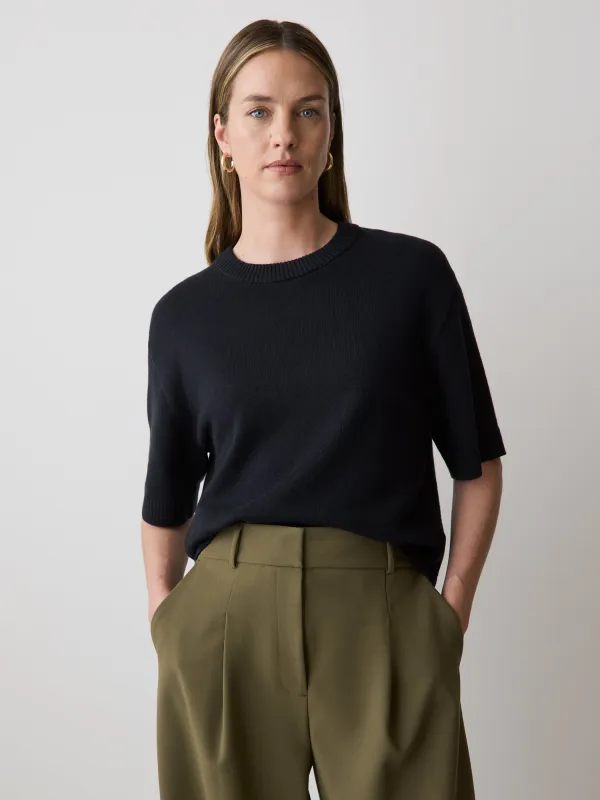 Wool-Blend Short-Sleeve Crew-Neck Sweater sold by RW&CO.