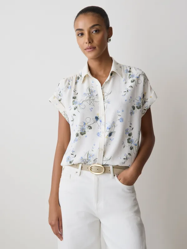 Short-Sleeve Buttoned-Down Blouse made by RW&CO.