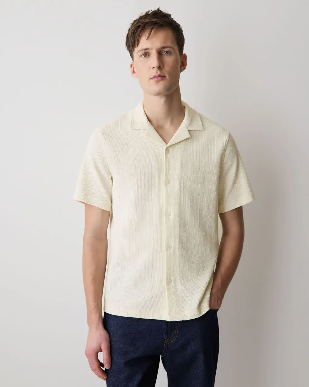 Short-Sleeve Textured Shirt with Camp Collar sold by RW&CO.