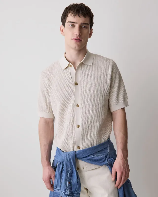 Short-Sleeve Textured Shirt Sweater made by RW&CO.
