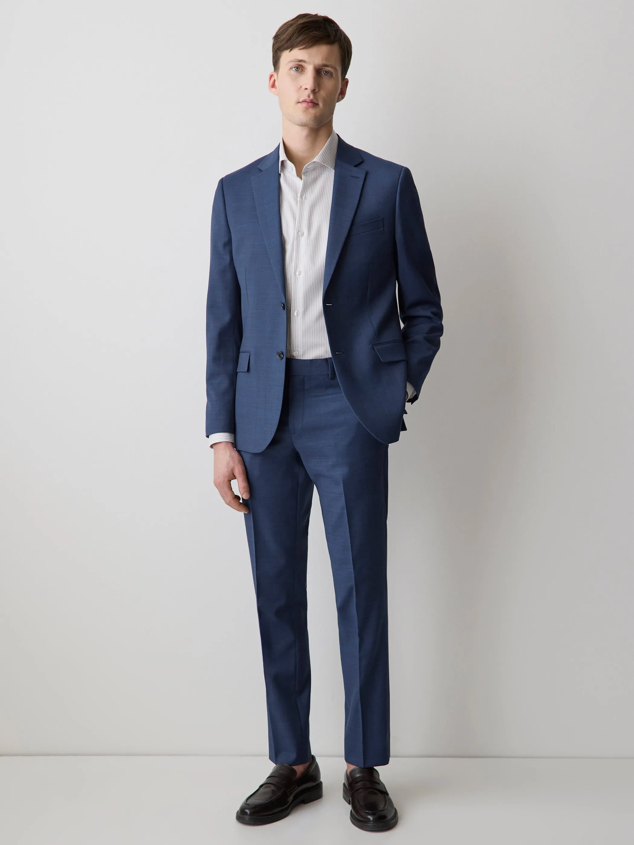 Blue Slim Fit Wool Suit Pant sold by RW&CO. product image thumbnail 2