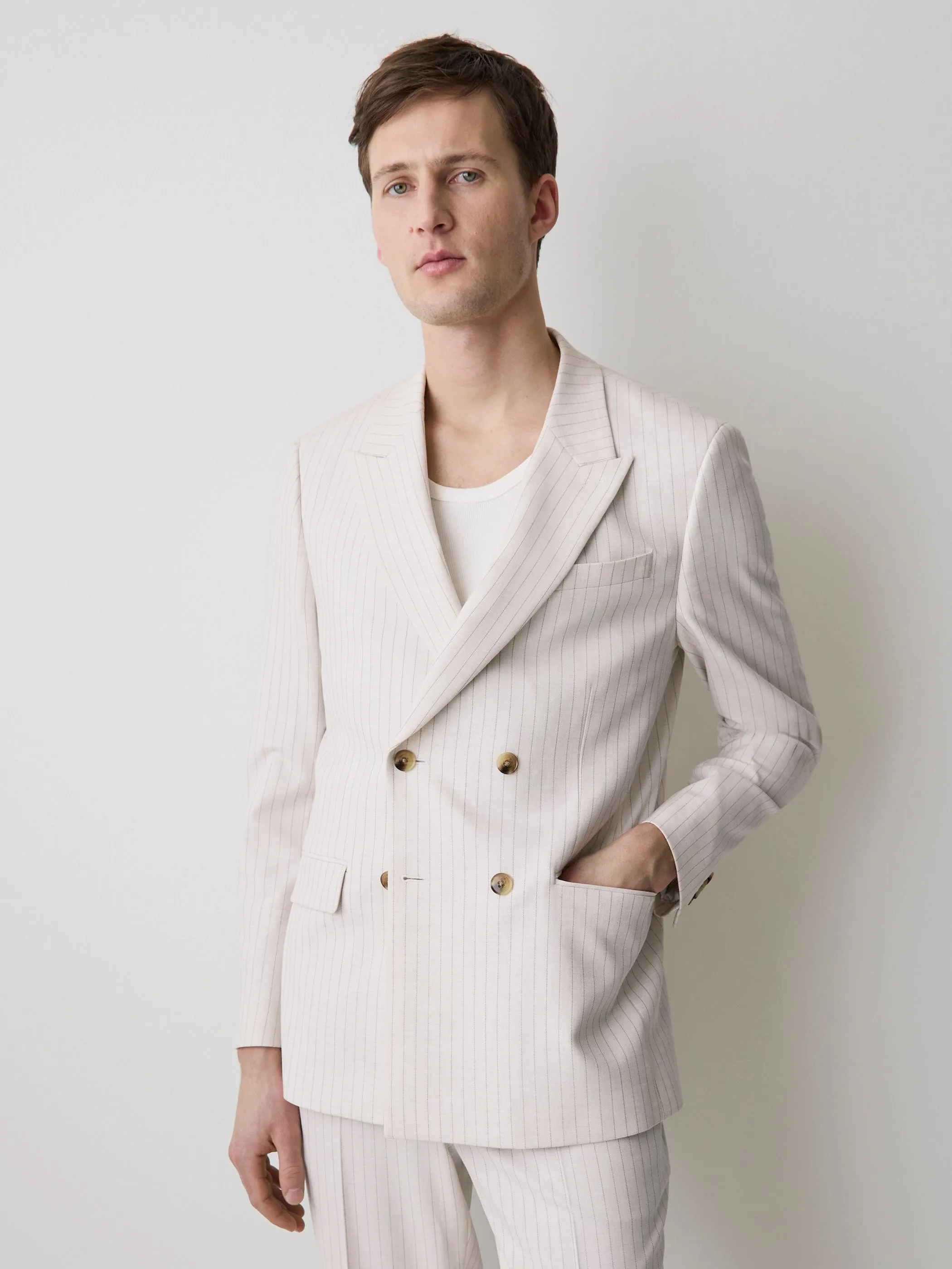 Tailored Fit Double-Breasted Striped Suit Blazer sold by RW&CO. product image thumbnail 2