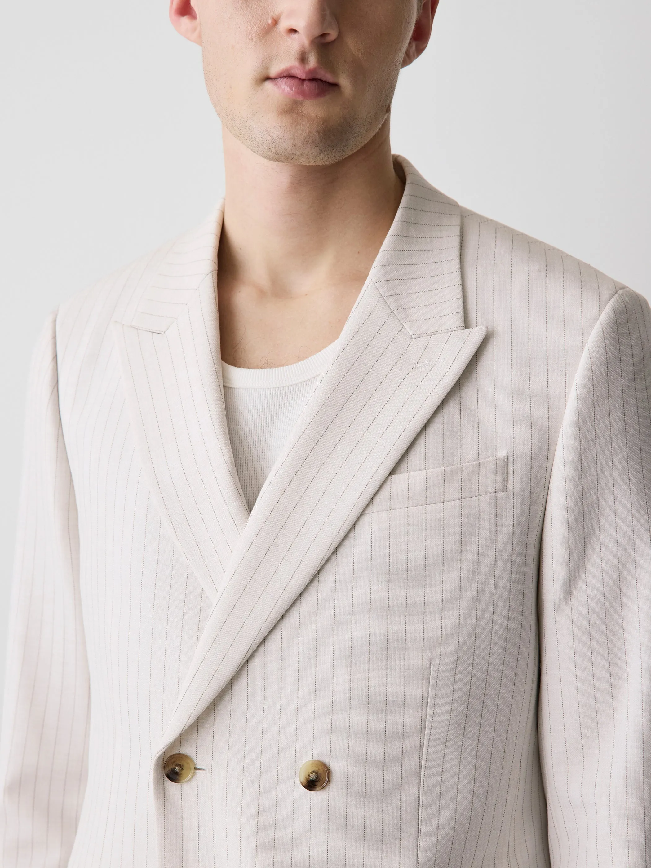 Tailored Fit Double-Breasted Striped Suit Blazer sold by RW&CO. product image thumbnail 4