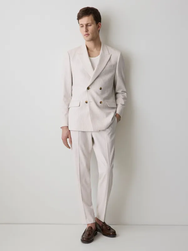 Tailored Fit Double-Breasted Striped Suit Blazer made by RW&CO.