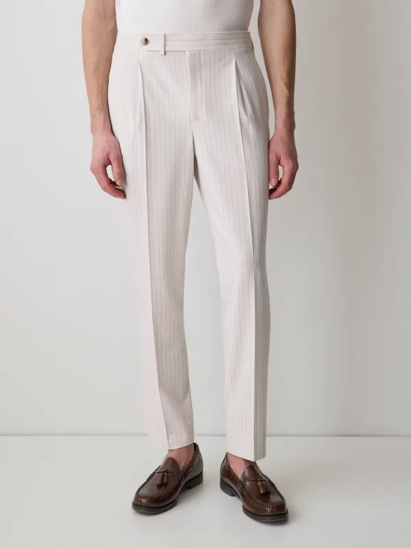 Pleated Tapered-Leg Striped Suit Pant made by RW&CO.