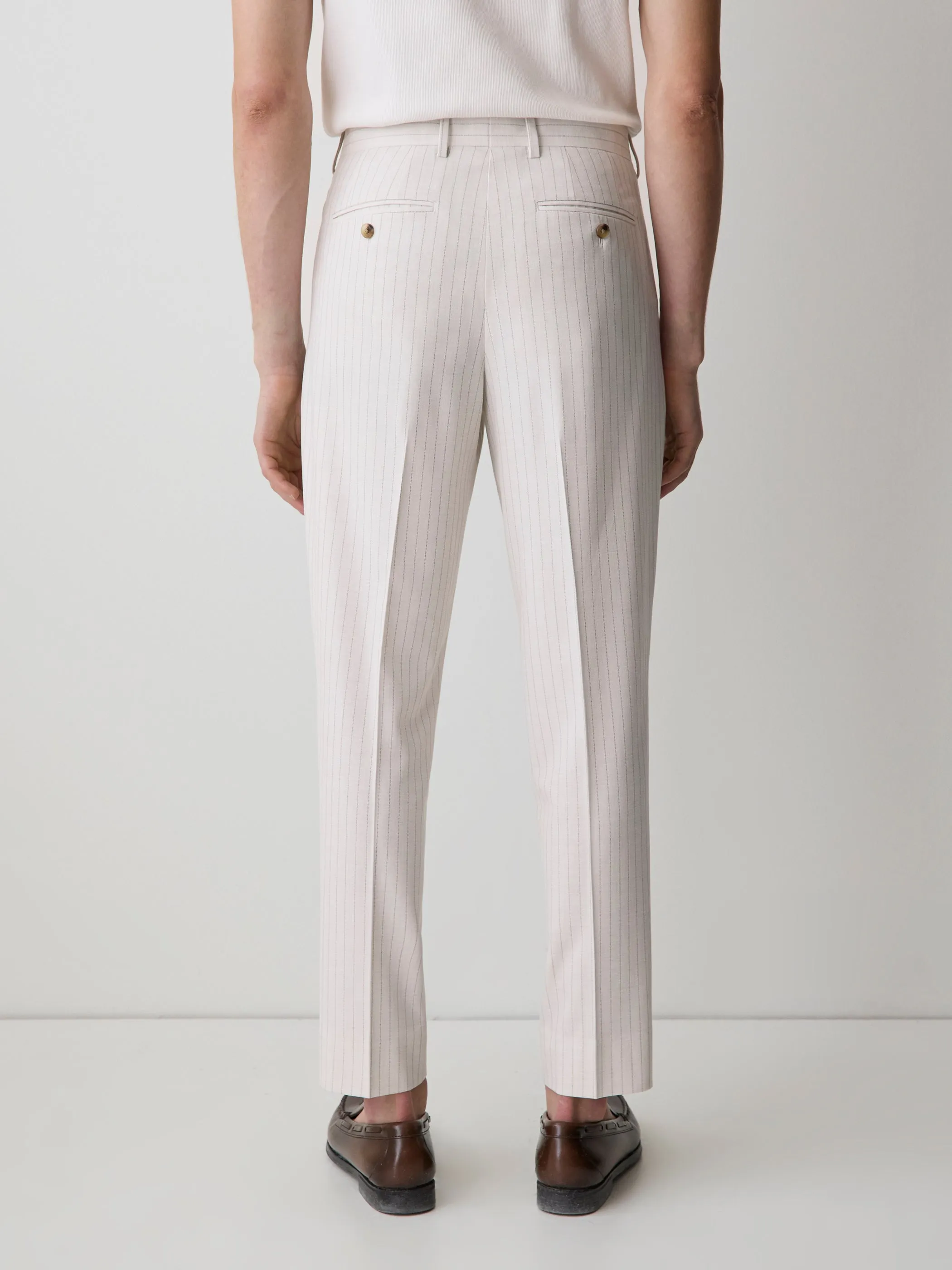 Pleated Tapered-Leg Striped Suit Pant sold by RW&CO. product image thumbnail 3