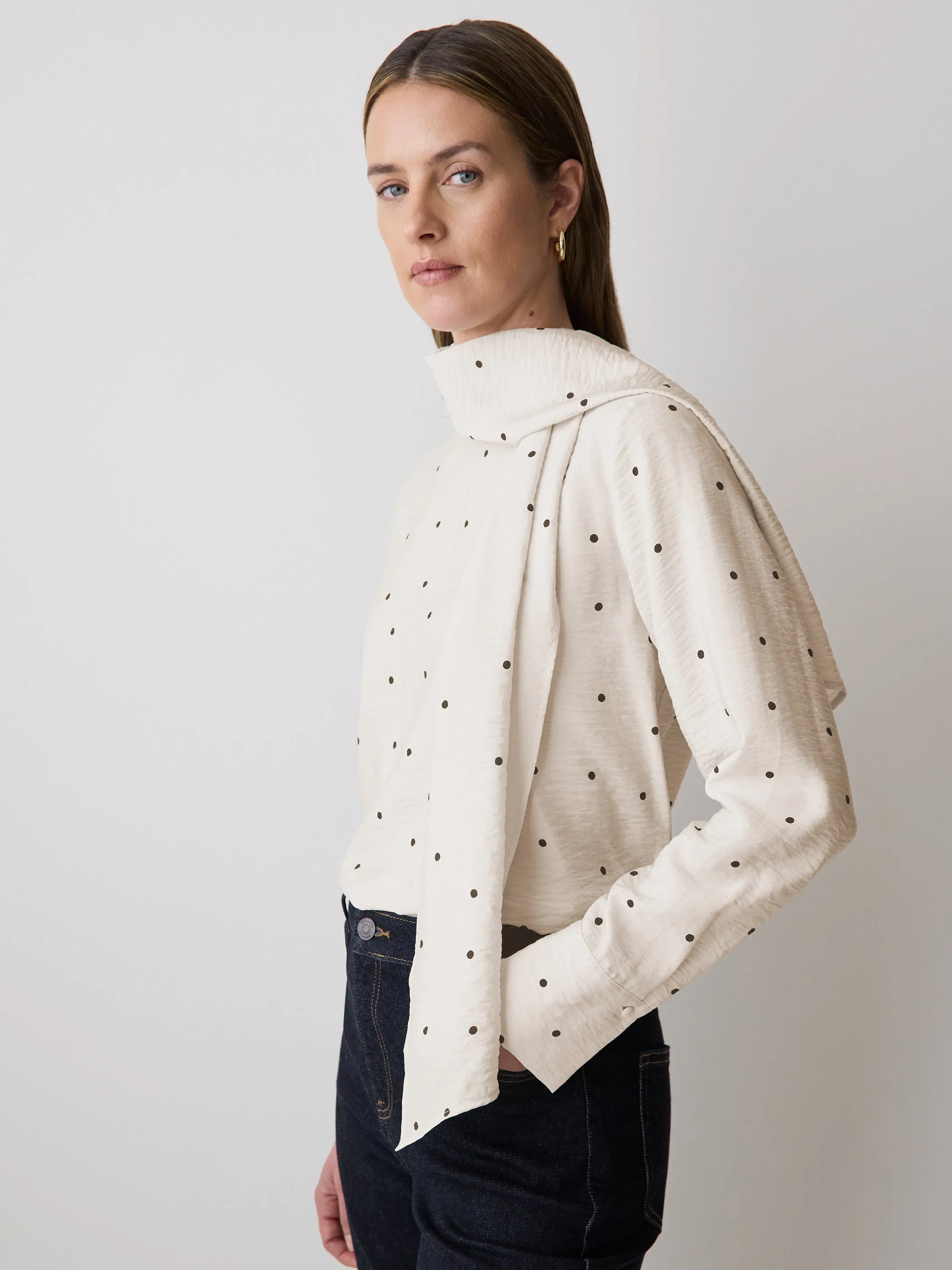 Long-Sleeve Popover Blouse with Scarf Neckline sold by RW&CO. product image thumbnail 4