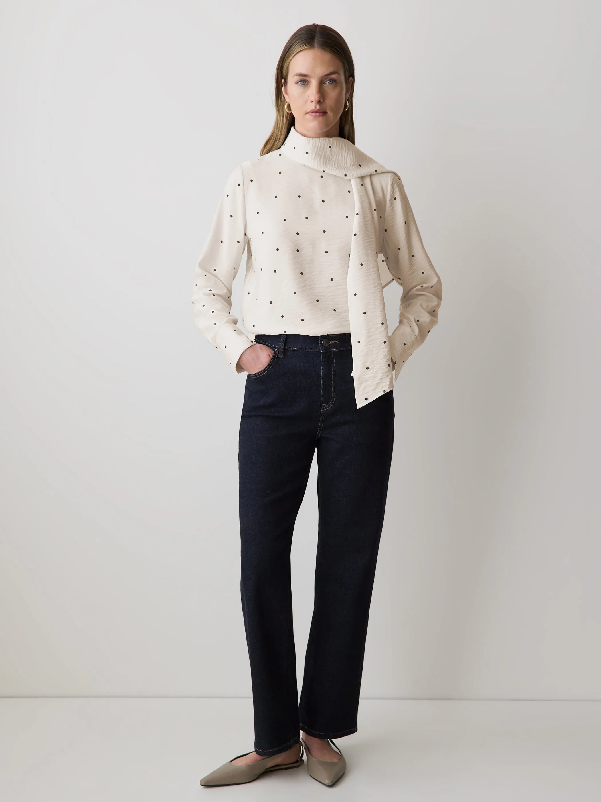 Long-Sleeve Popover Blouse with Scarf Neckline sold by RW&CO. product image thumbnail 2
