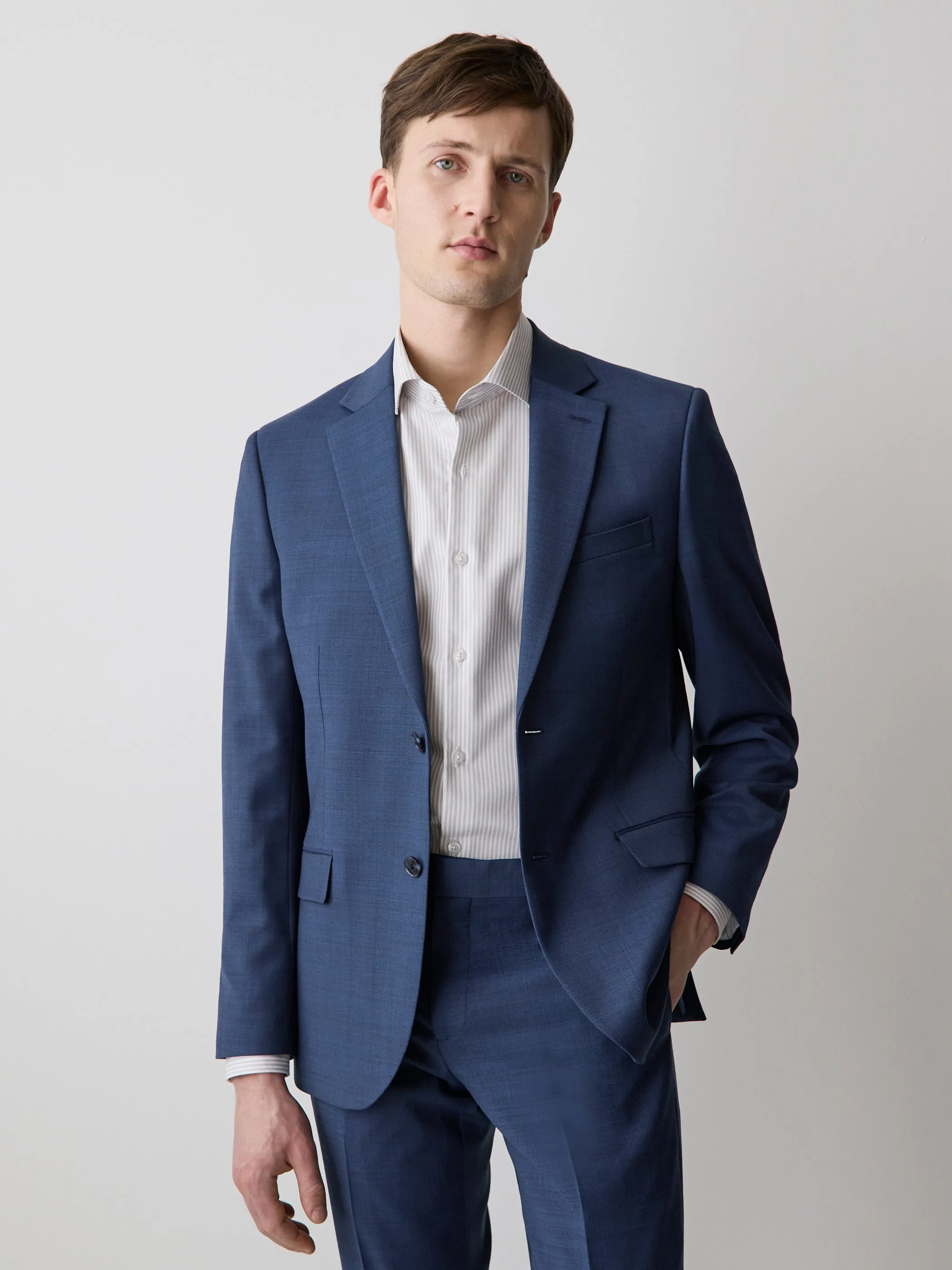 Blue Slim Fit Wool Suit Blazer sold by RW&CO. product image thumbnail 2