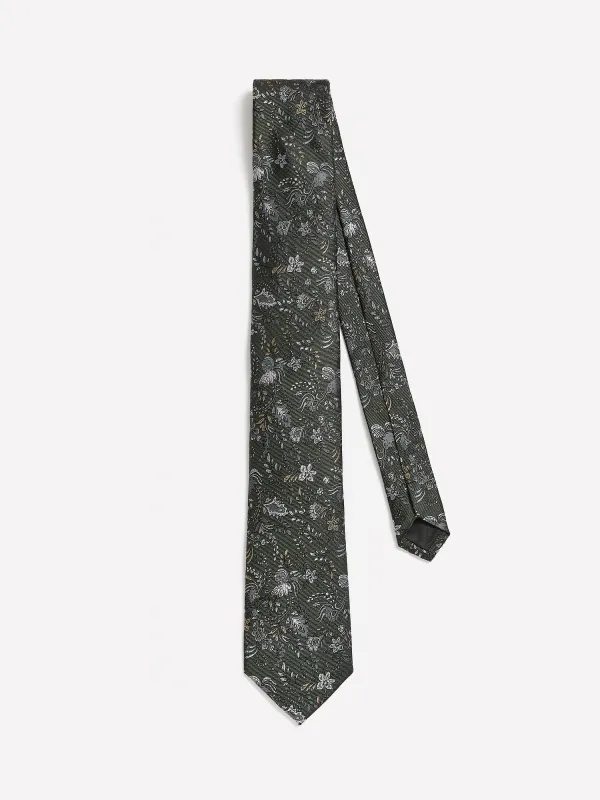 Green Regular Tie with Floral Pattern sold by RW&CO.