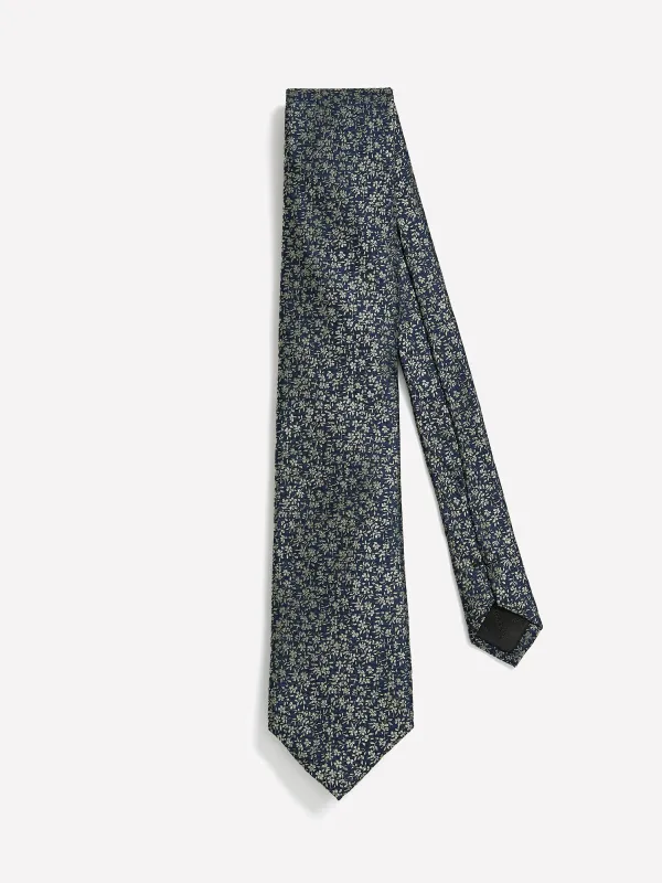 Blue Regular Tie with Floral Pattern sold by RW&CO.