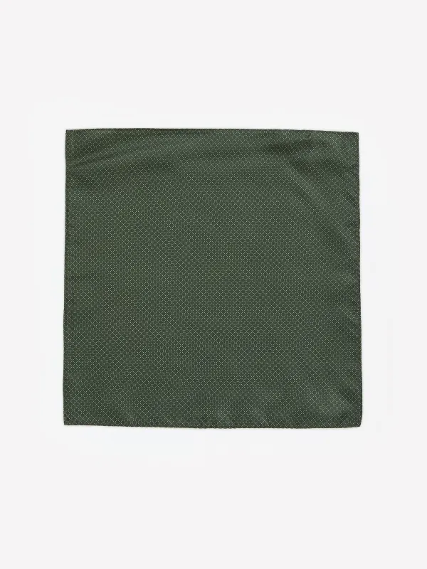 Dark Green Handkerchief with Square Geometric Pattern made by RW&CO.