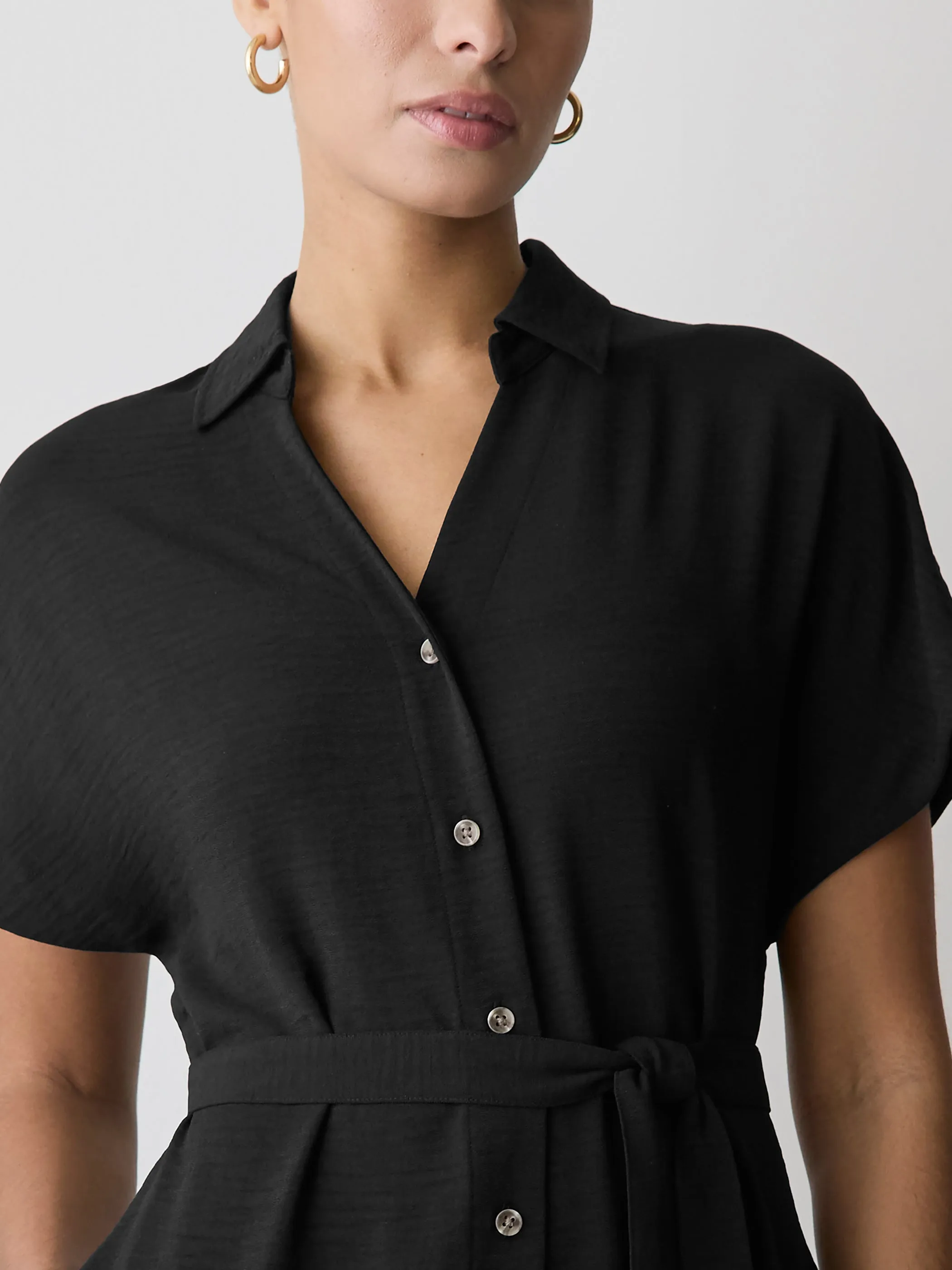 Short-Sleeve Buttoned-Down Midi Dress with Shirt Collar sold by RW&CO. product image thumbnail 4