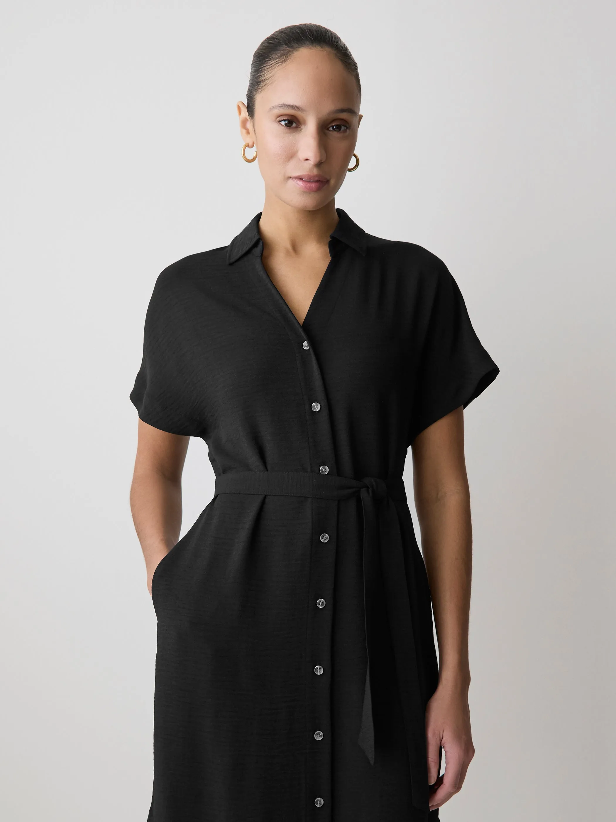 Short-Sleeve Buttoned-Down Midi Dress with Shirt Collar sold by RW&CO. product image thumbnail 2