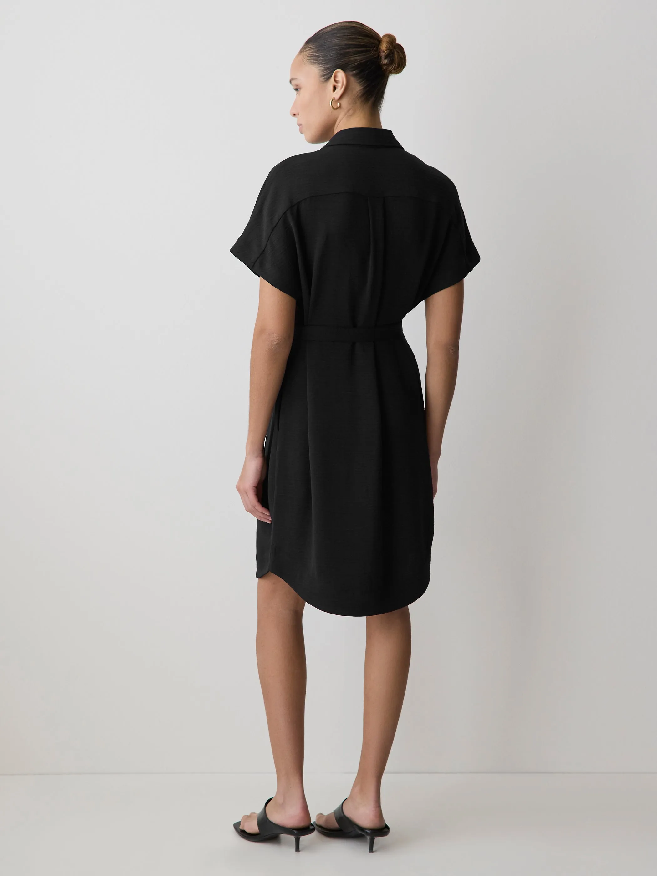 Short-Sleeve Buttoned-Down Midi Dress with Shirt Collar sold by RW&CO. product image thumbnail 3