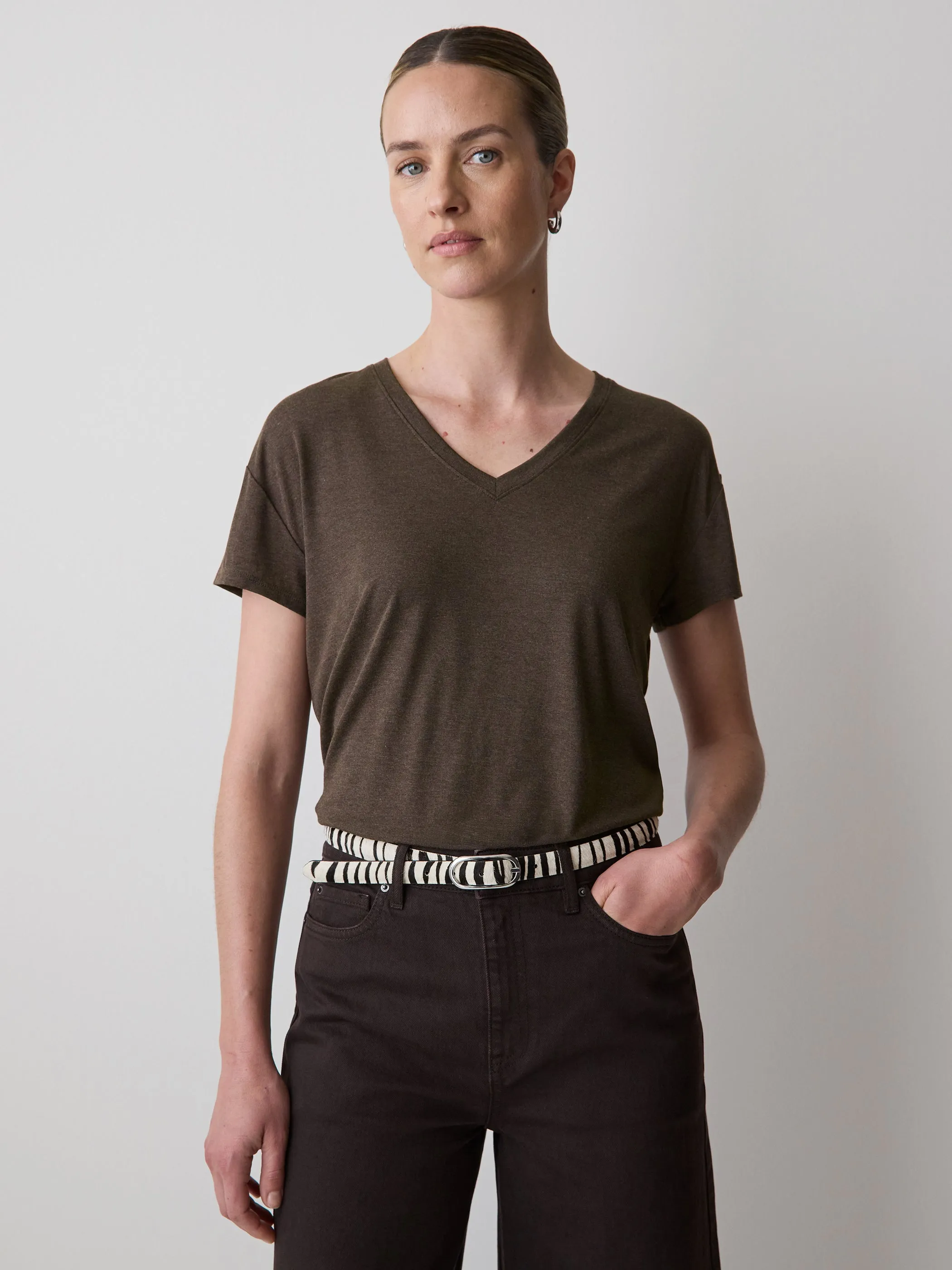 V-Neck Silk-Blend Tee sold by RW&CO. product image thumbnail 4