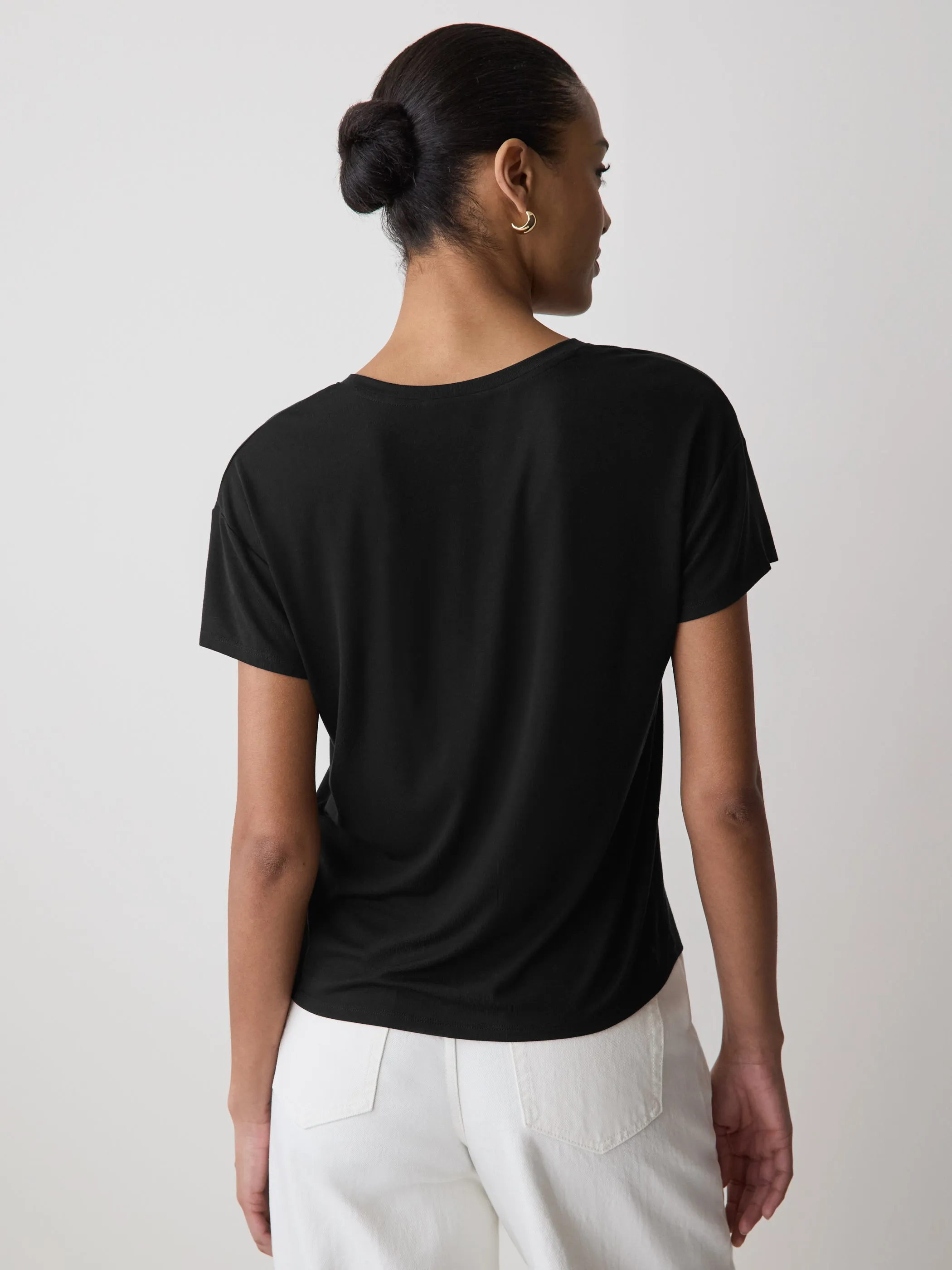 V-Neck Silk-Blend Tee sold by RW&CO. product image thumbnail 3