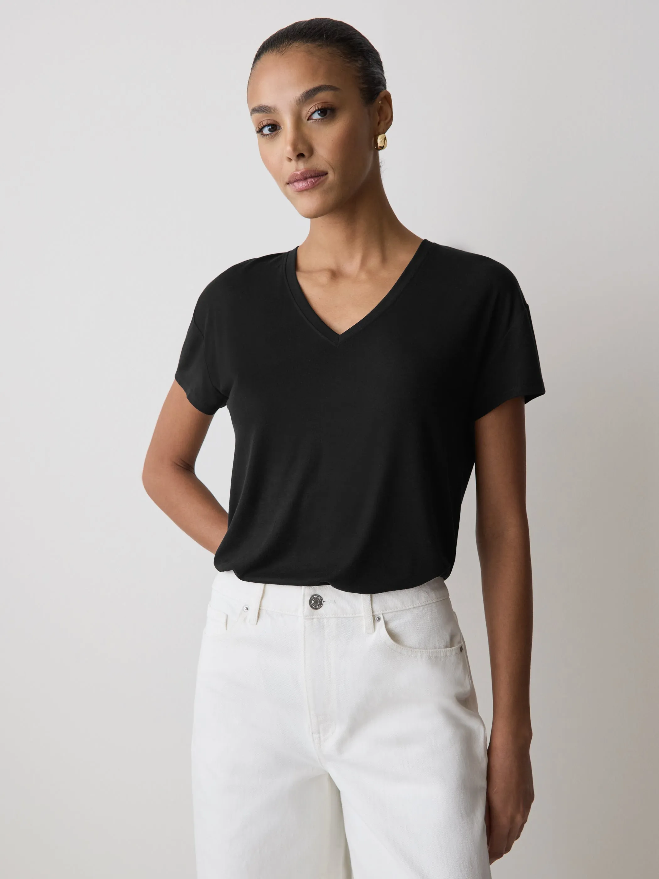 V-Neck Silk-Blend Tee sold by RW&CO.