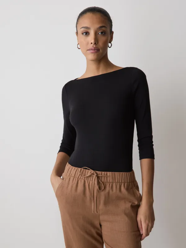 3/4-Sleeve Boat-Neck Top made by RW&CO.