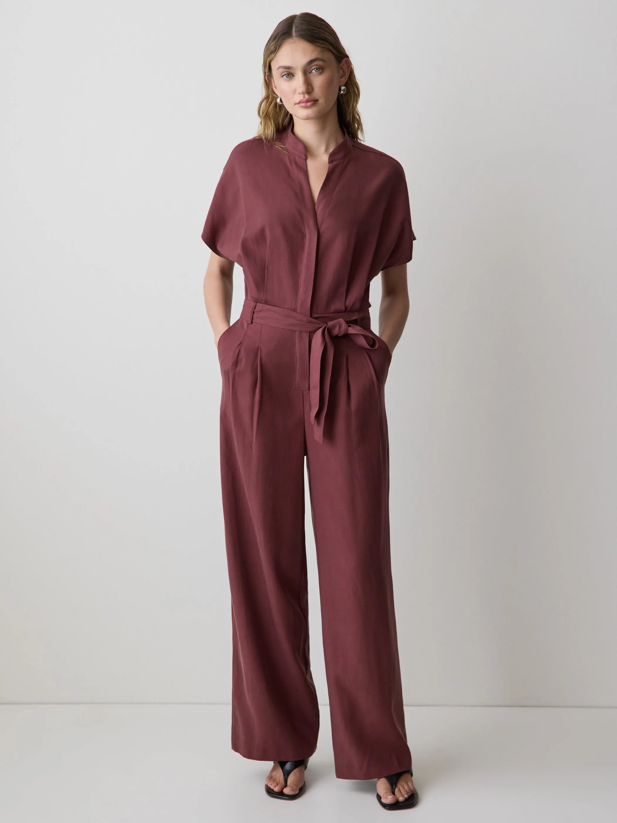 Short-Sleeve Wide-Leg Jumpsuit with Cut-Out Detail sold by RW&CO.