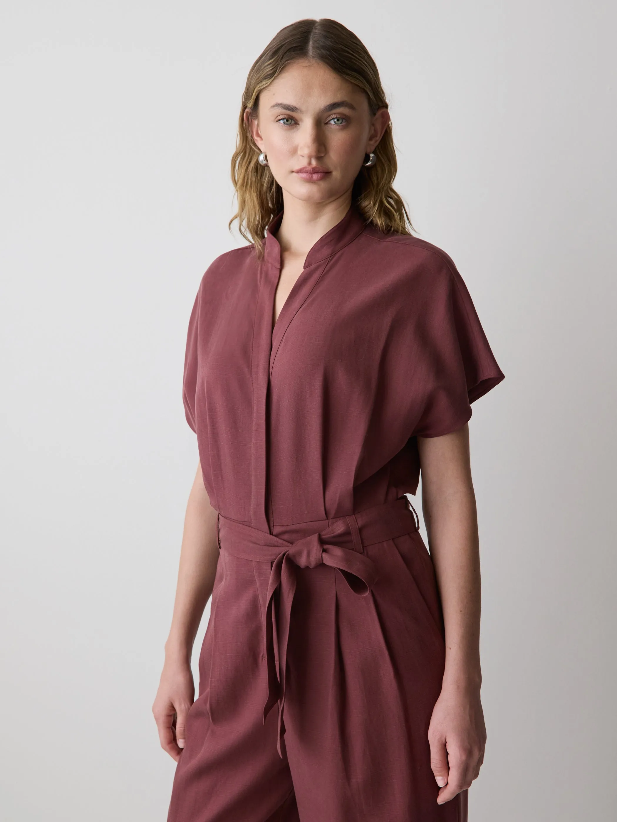 Short-Sleeve Wide-Leg Jumpsuit with Cut-Out Detail sold by RW&CO. product image thumbnail 2