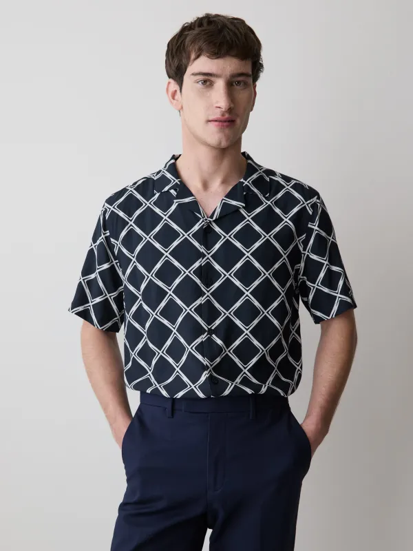 Short-Sleeve Camp-Collar Shirt with Geo Print made by RW&CO.