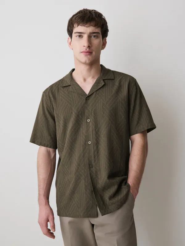 Short-Sleeve Textured Shirt with Camp Collar made by RW&CO.