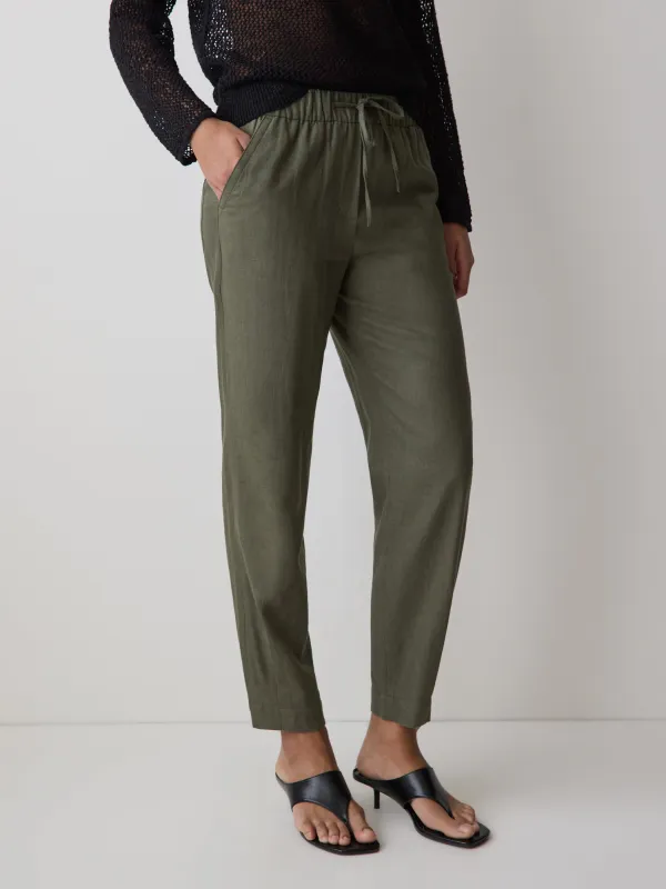 Linen Mid-Rise Tapered-Leg Jogger Pant made by RW&CO.