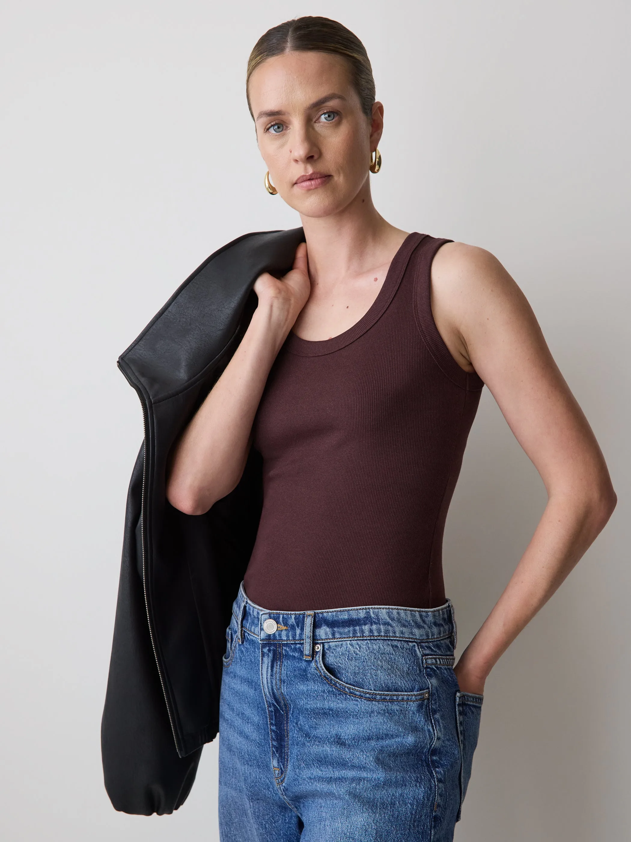 Scoop-Neck Ribbed Tank sold by RW&CO.