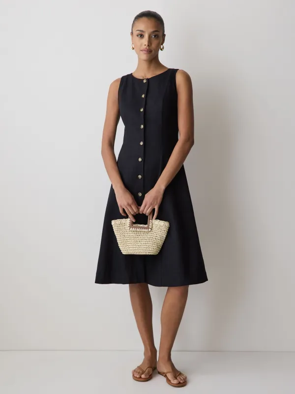 Sleeveless Crew-Neck Linen-Blend Midi Dress made by RW&CO.