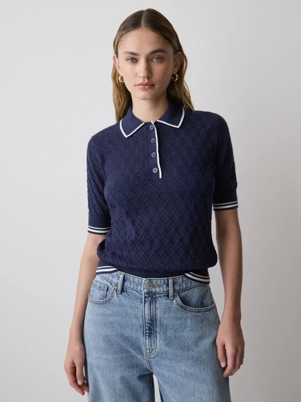 Short-Sleeve Polo with Pointelle Stitches made by RW&CO.