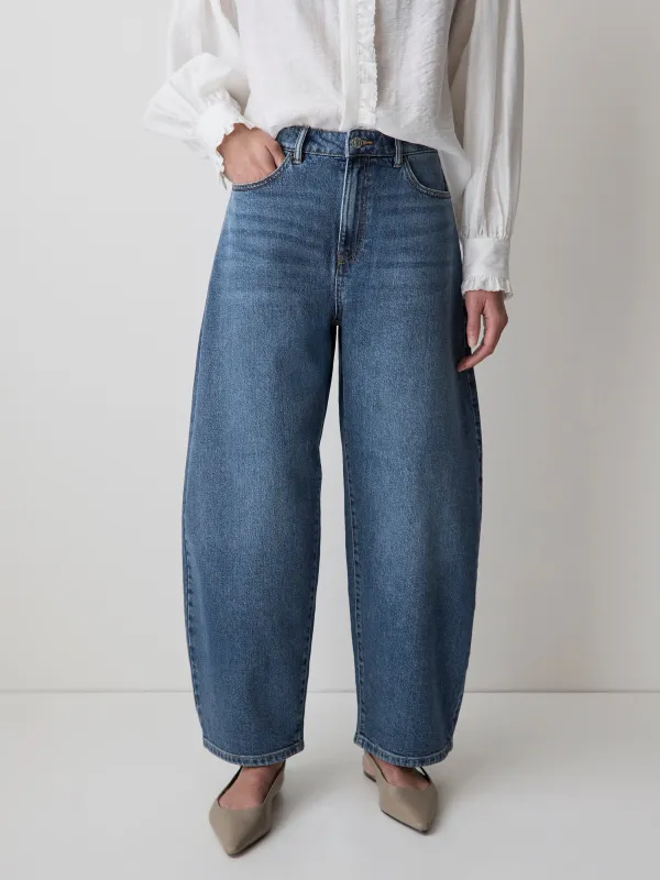 High-Rise Barrel Jeans made by RW&CO.