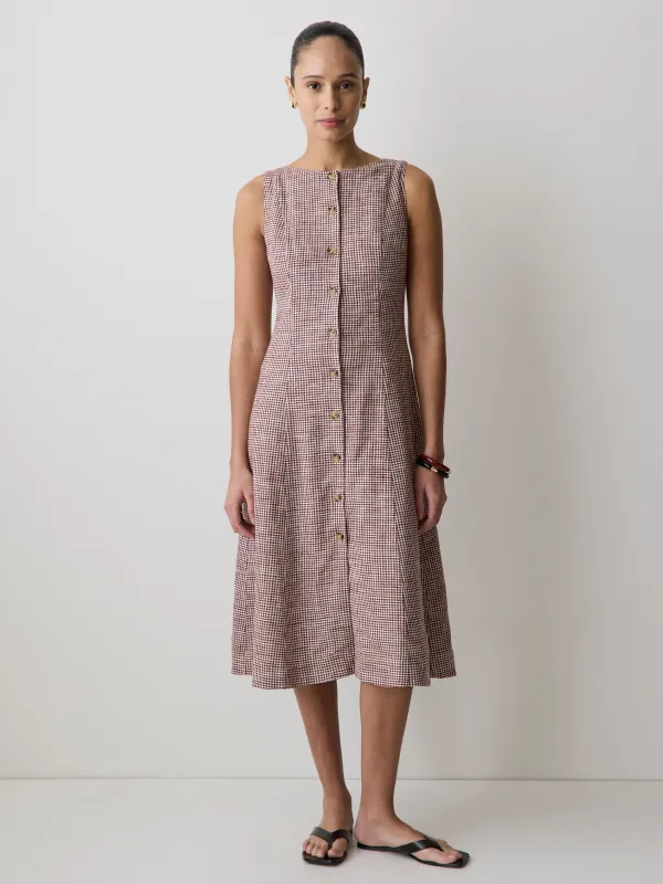 Sleeveless Crew-Neck Linen-Blend Midi Dress made by RW&CO.