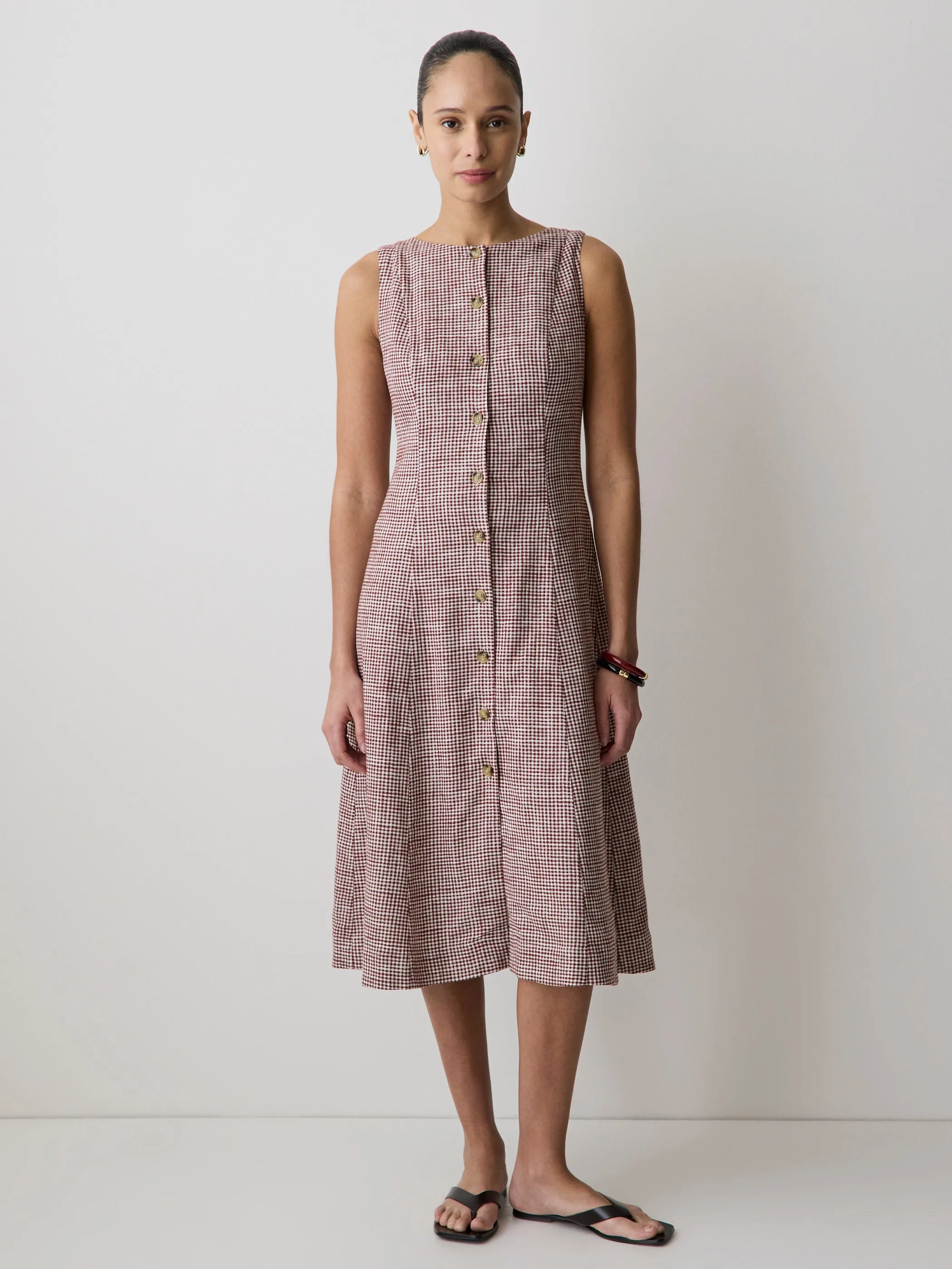 Sleeveless Crew-Neck Linen-Blend Midi Dress sold by RW&CO.