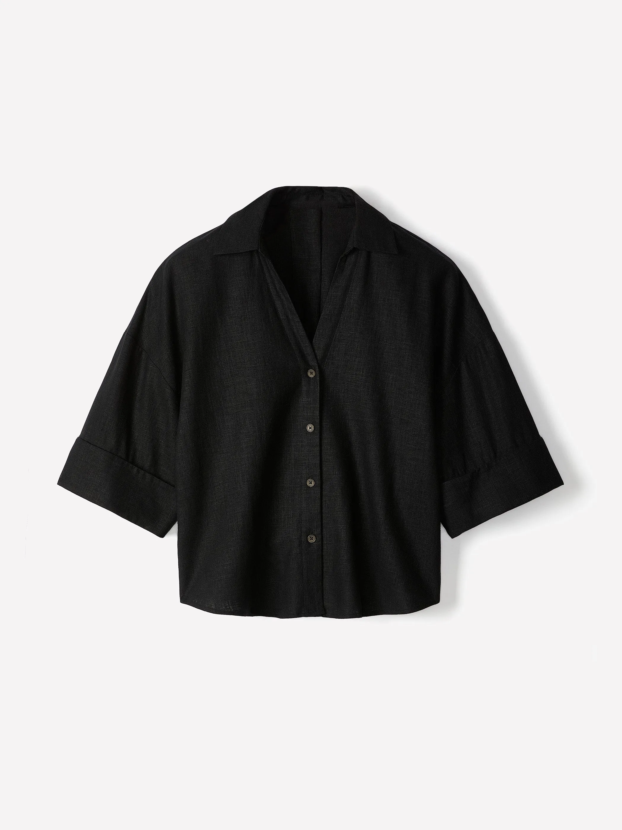 Linen-Blend Short-Sleeve Blouse with Shirt Collar sold by RW&CO. product image thumbnail 5