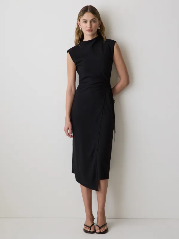 Extended-Sleeve Mock-Neck Midi Dress with Wrap Detail made by RW&CO.