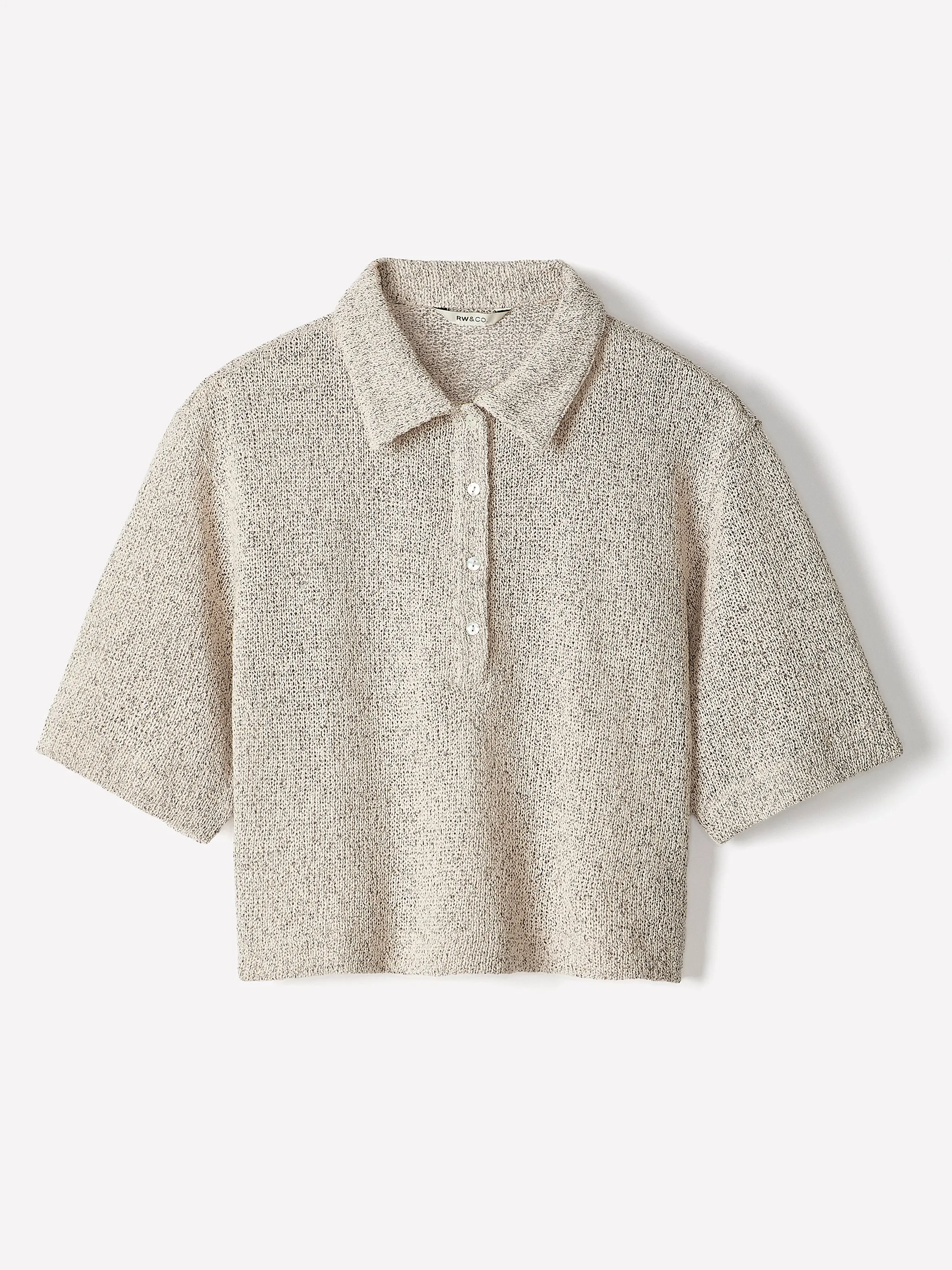 Elbow-Sleeve Relaxed-Fit Polo Top sold by RW&CO. product image thumbnail 5