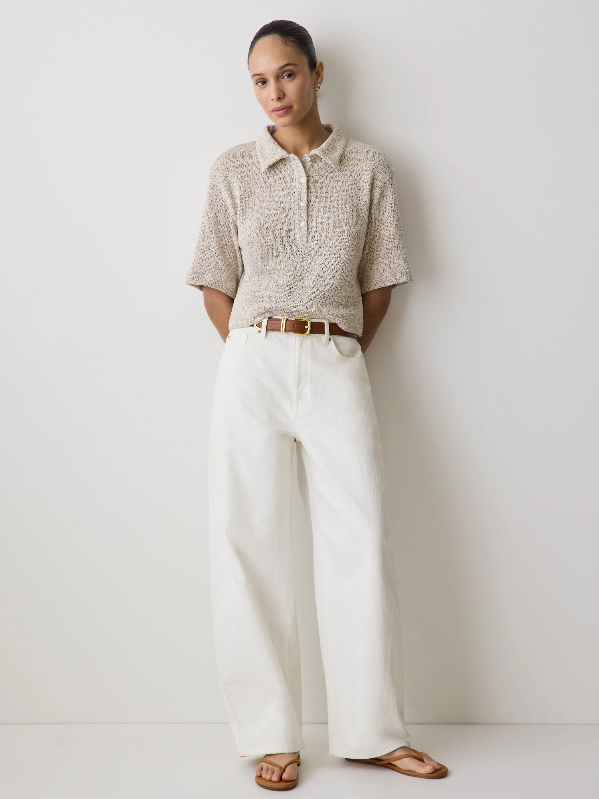 Elbow-Sleeve Relaxed-Fit Polo Top sold by RW&CO. product image thumbnail 2