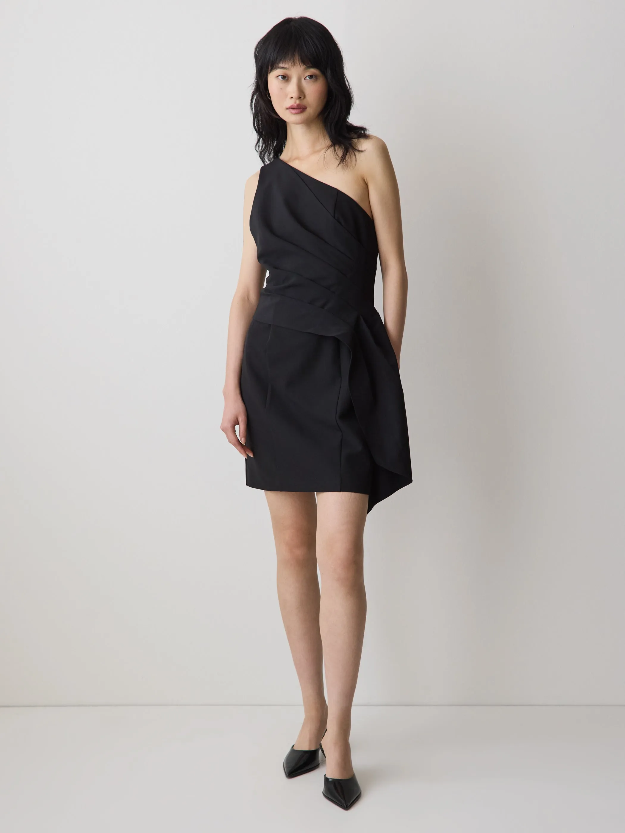 One-Shoulder Draped Mini Cocktail Dress sold by RW&CO.