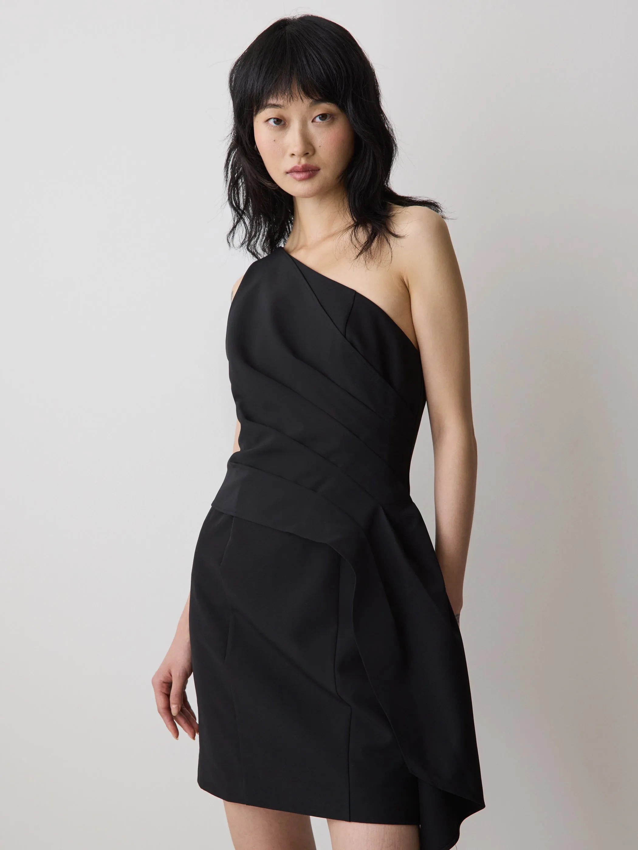 One-Shoulder Draped Mini Cocktail Dress sold by RW&CO. product image thumbnail 2