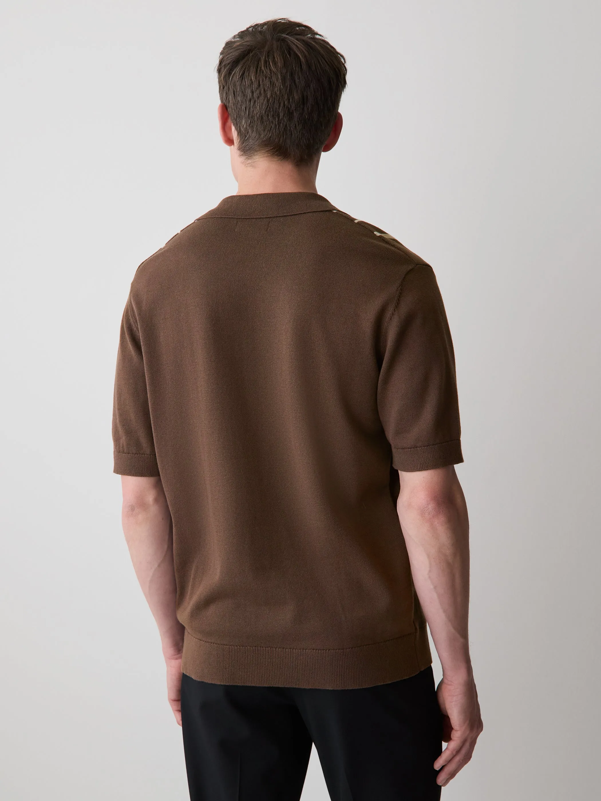 Striped Short-Sleeve Sweater with Johnny Collar sold by RW&CO. product image thumbnail 3