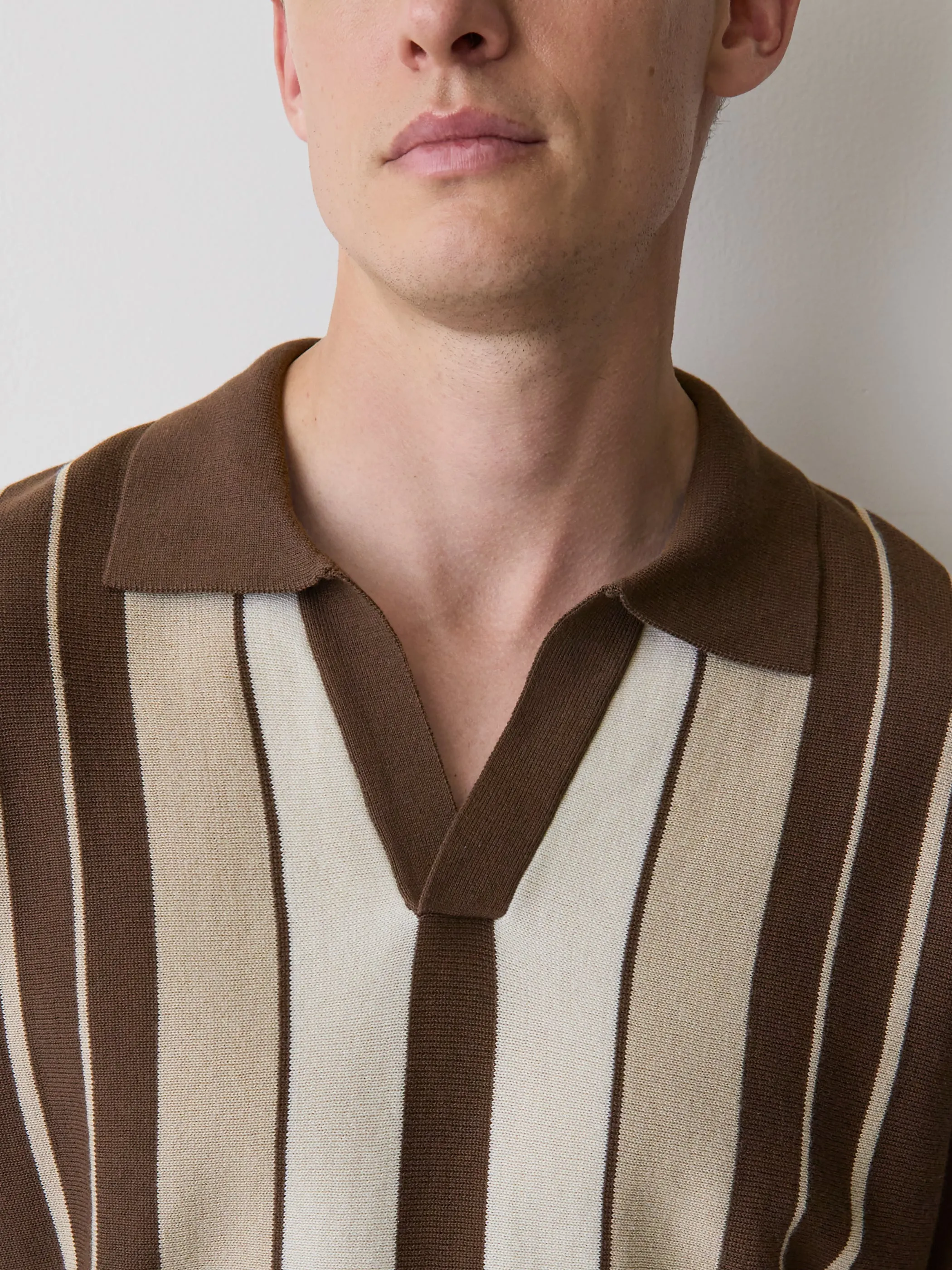 Striped Short-Sleeve Sweater with Johnny Collar sold by RW&CO. product image thumbnail 4