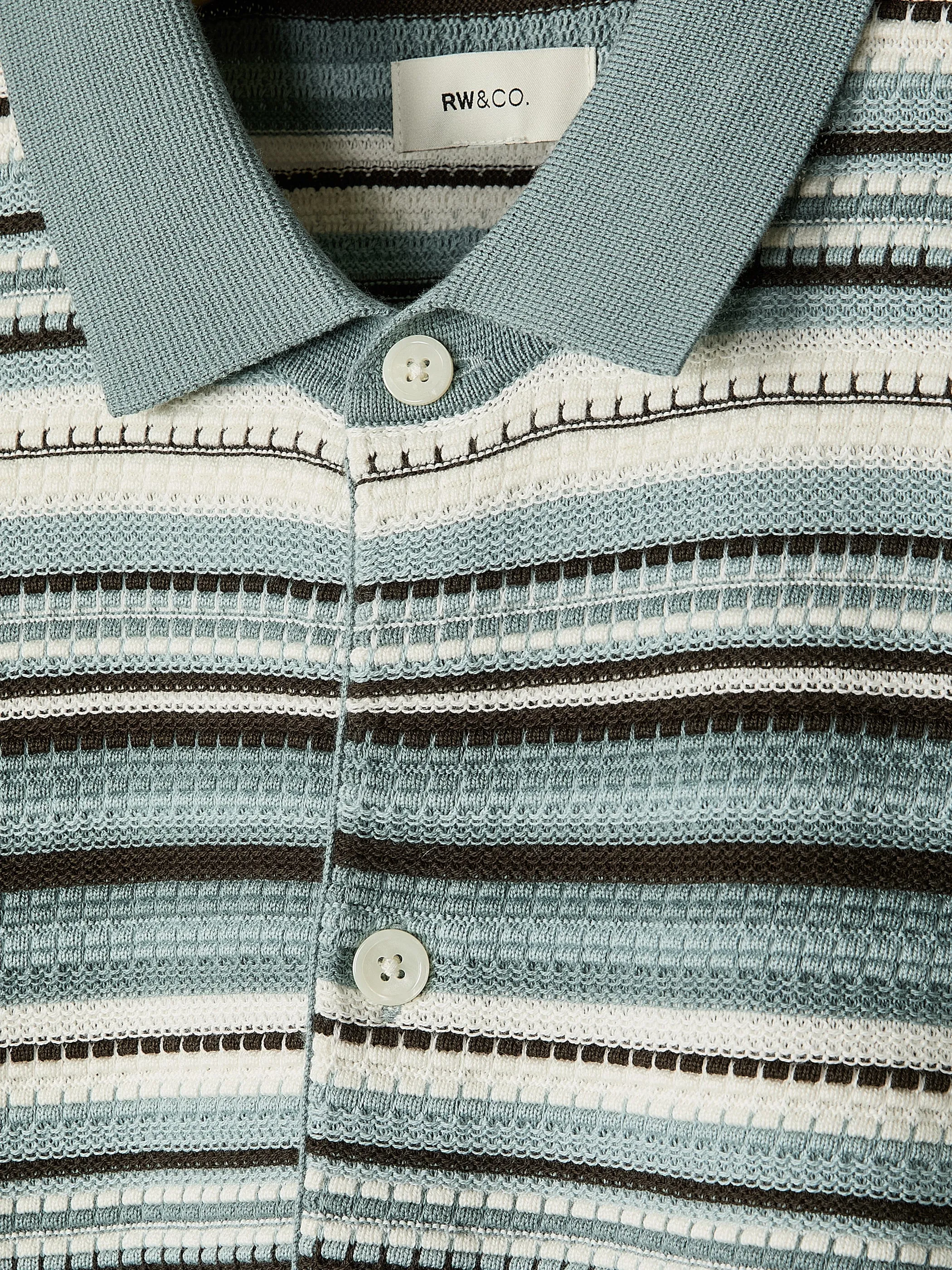 Striped Short-Sleeve Sweater with Shirt Collar sold by RW&CO. product image thumbnail 4