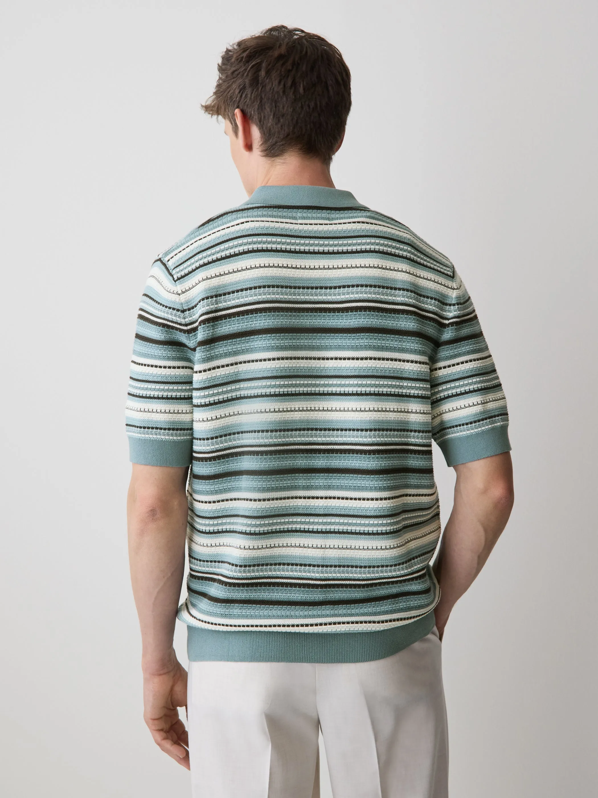 Striped Short-Sleeve Sweater with Shirt Collar sold by RW&CO. product image thumbnail 3