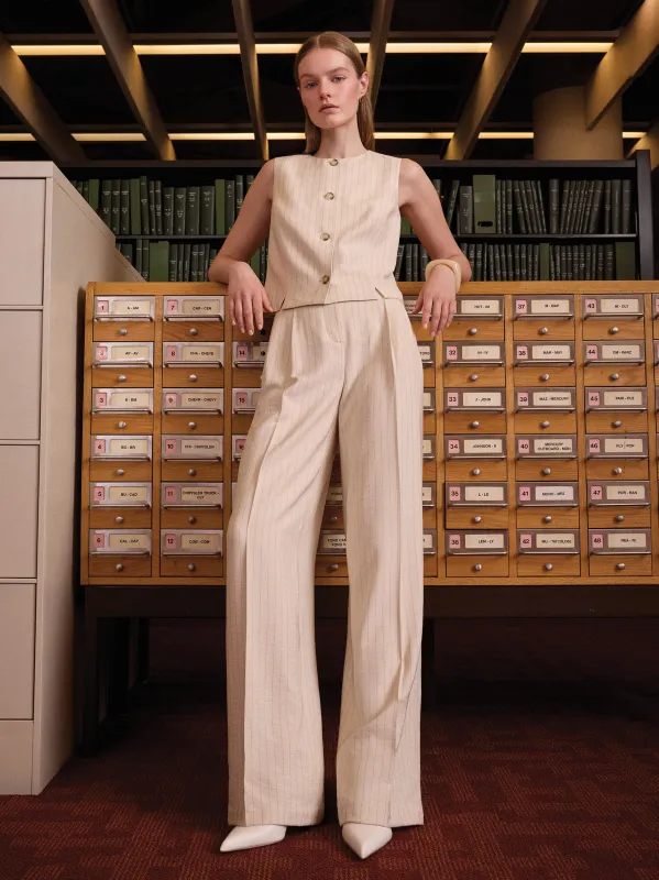 Striped High-Rise Wide-Leg Fluid Pant made by RW&CO.